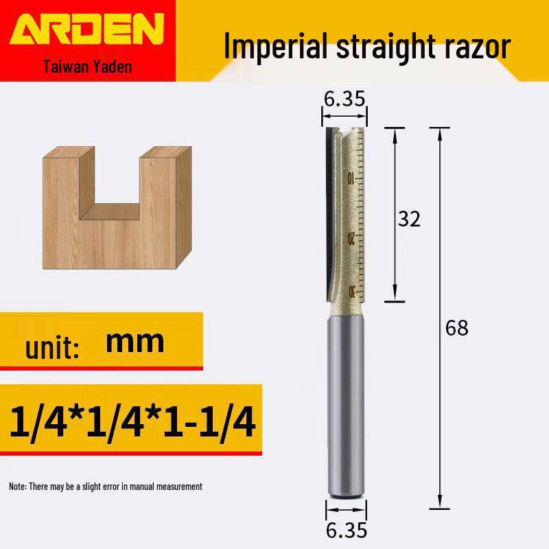 Yaden Blade Metric Fixed Blade Milling Cutter Trimmer - Small Router Slotting Cutter 1/4" for Woodworking & Stock Removal