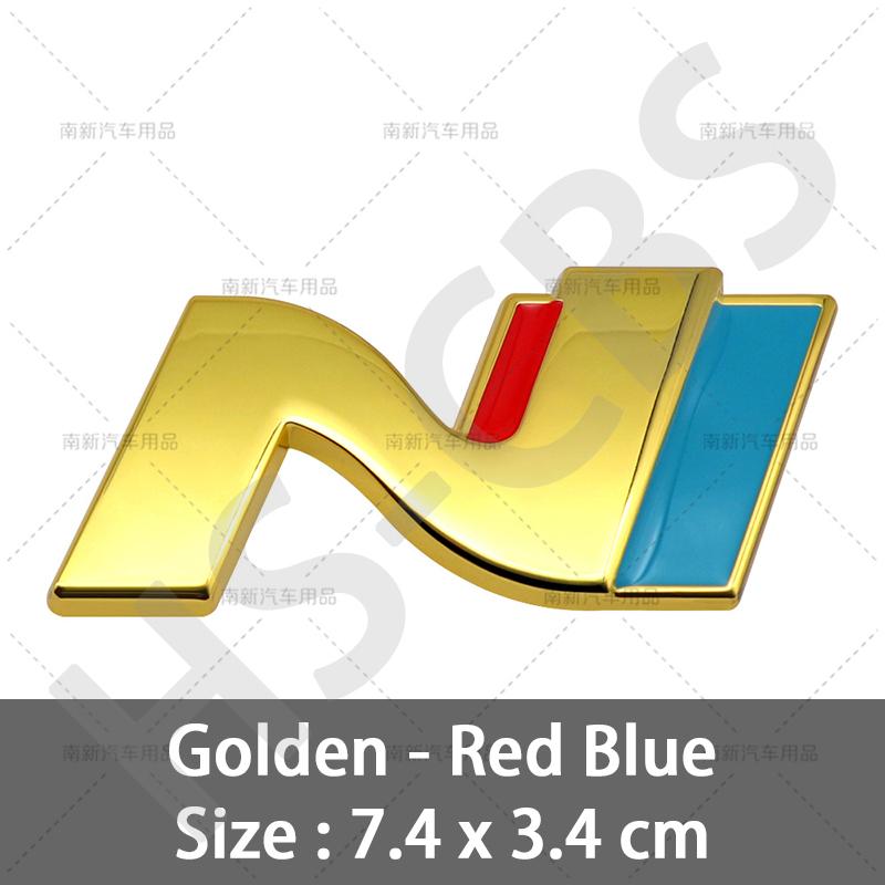 1Pc Metal N Emblem Logo N Badge Decal Nline ar Stickers For IX25 IX35 I20 I30 Kona Tucson Sonata Elantra Veloster Accent Car Styling