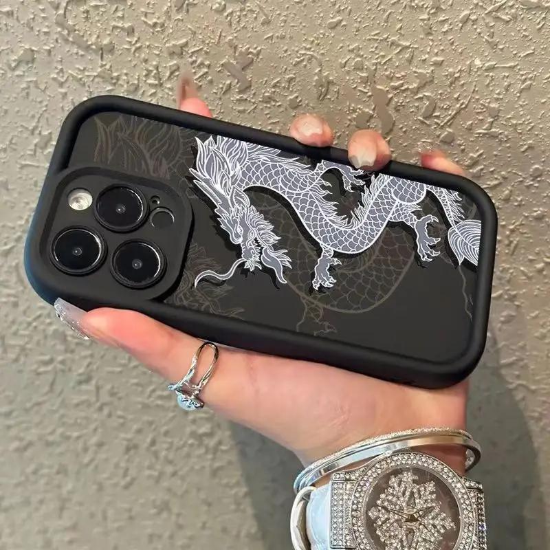 Red Gold Chinese Dragon Art Phone Case for iPhone 17 16 15 14 13 12 11 Series Pro Max Plus Double Layer Protection