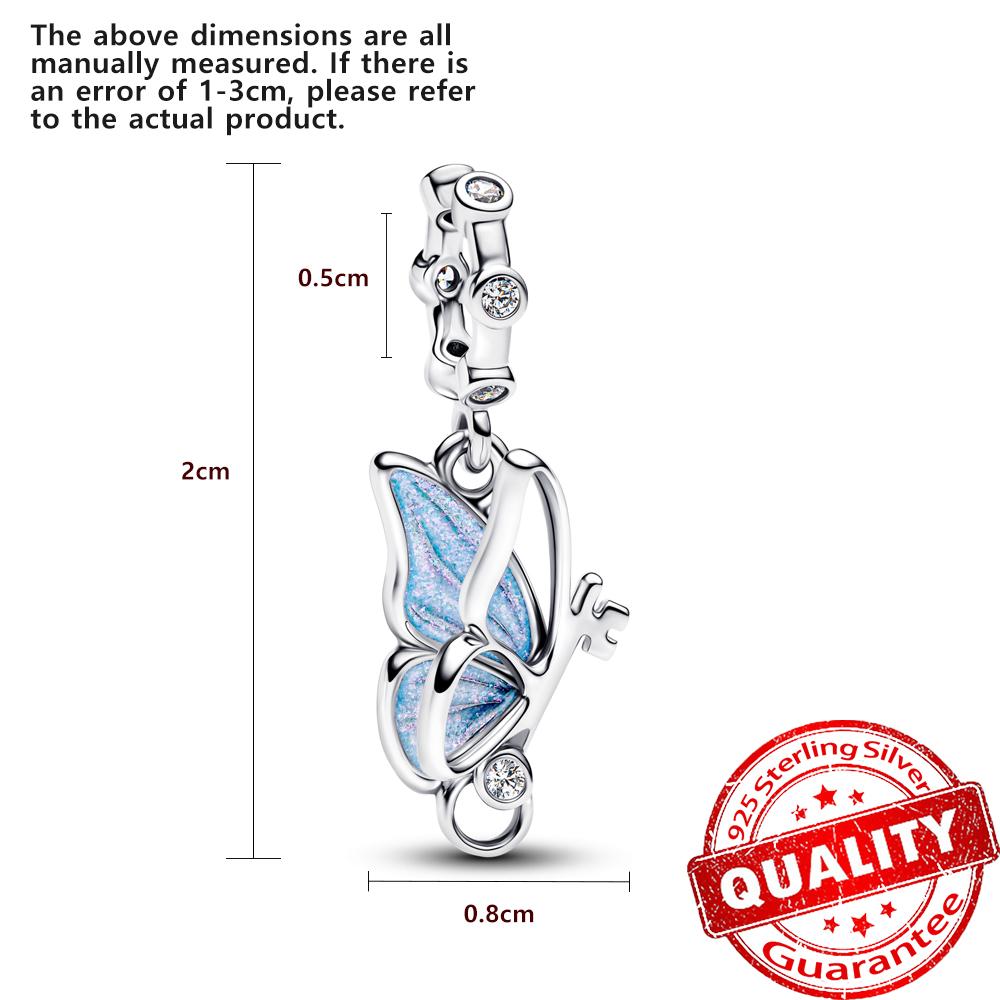 Sparkling Copper Pave Butterfly Dangle Charm Fit Original Bracelet Half Moon Snowflake Beads For Women Holiday Gift