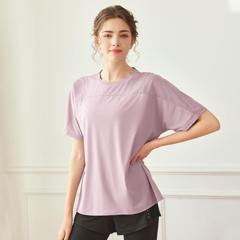 

Women s Loose Mesh Short Sleeve Yoga T-shirt - Breathable, Quick Dry, Plus Size Fitness Top for Summer L (Recommended 105-120 lbs)