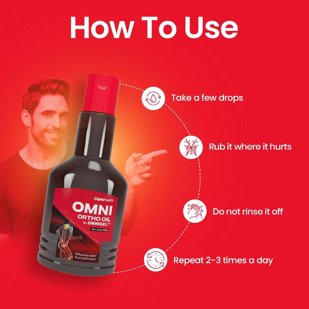 Omnigel Ortho Oil 120ML Pack Of 1 Ayurvedic Joint Pain Relief Massage Oil For Muscles