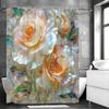 Rose Blume Kreative Kunst Duschvorhang, Badezimmer Dekorativer Duschvorhang, Wasserdichter Duschvorhang mit Haken