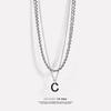 Titanium Steel Personalized Letter "W" Necklace - Double-layered and Layered with Sweater Chains. Stylish, Simple, Hip-hop, Cuban Style.