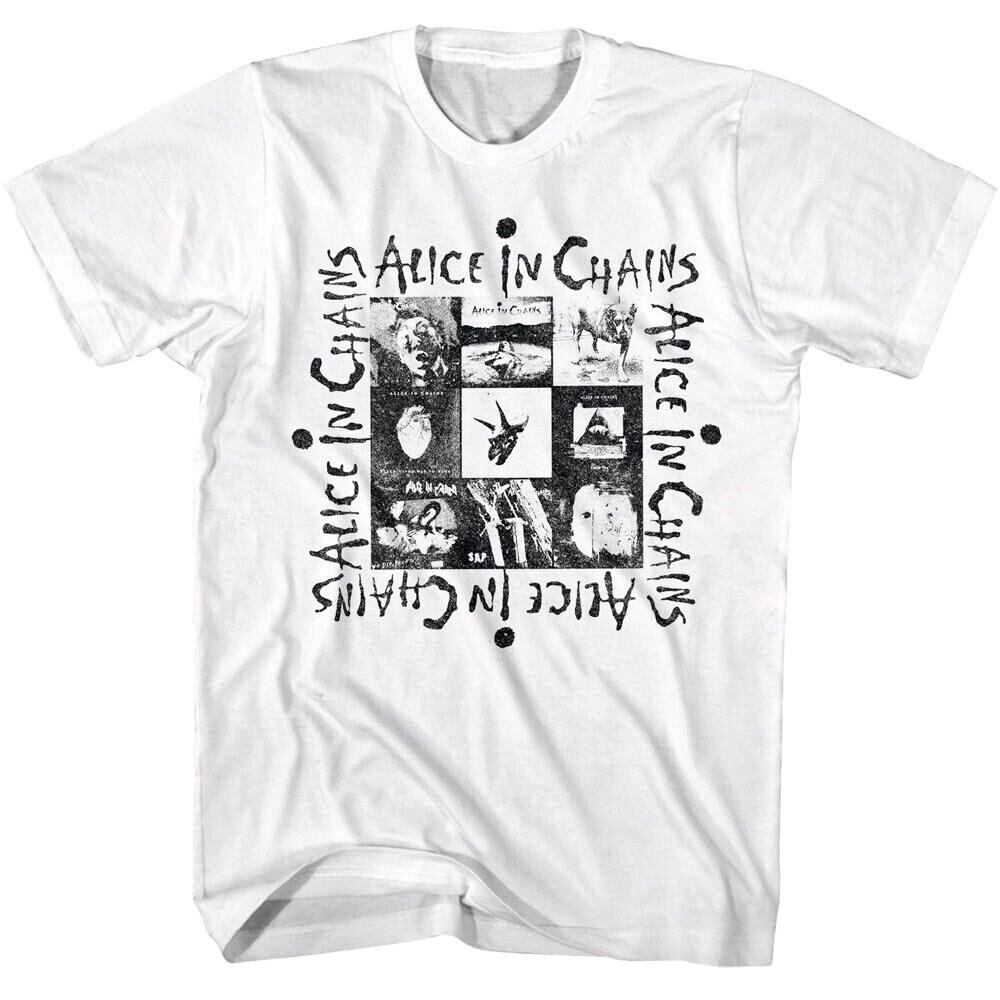 Alice in Chains Collezione Album T-shirt Bianca Unisex Taglia S-5XL T-Shirt Unisex