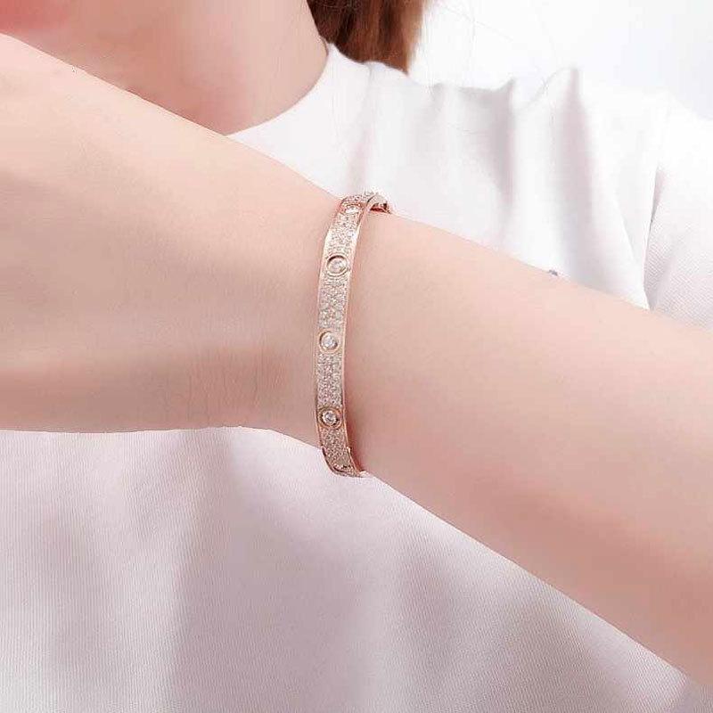 Purple Gold Screw Full Diamond Plated Rose Gold Bracelet Classic Color Gold Plated Solid Zircon Bracelet