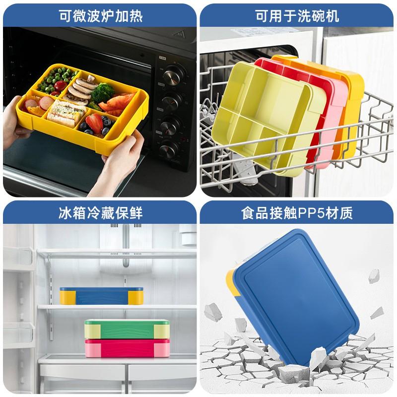Kids Student Lunch Box With 5 Compartment Design Leakproof Microwave Safe Plastic Bento Container School Office Picnic