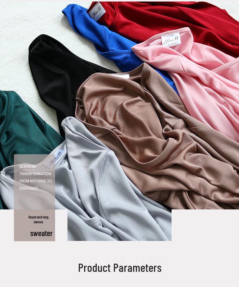 Women's High-End Mulberry Silk Double-Sided Knit Slim Fit Long Sleeve Top