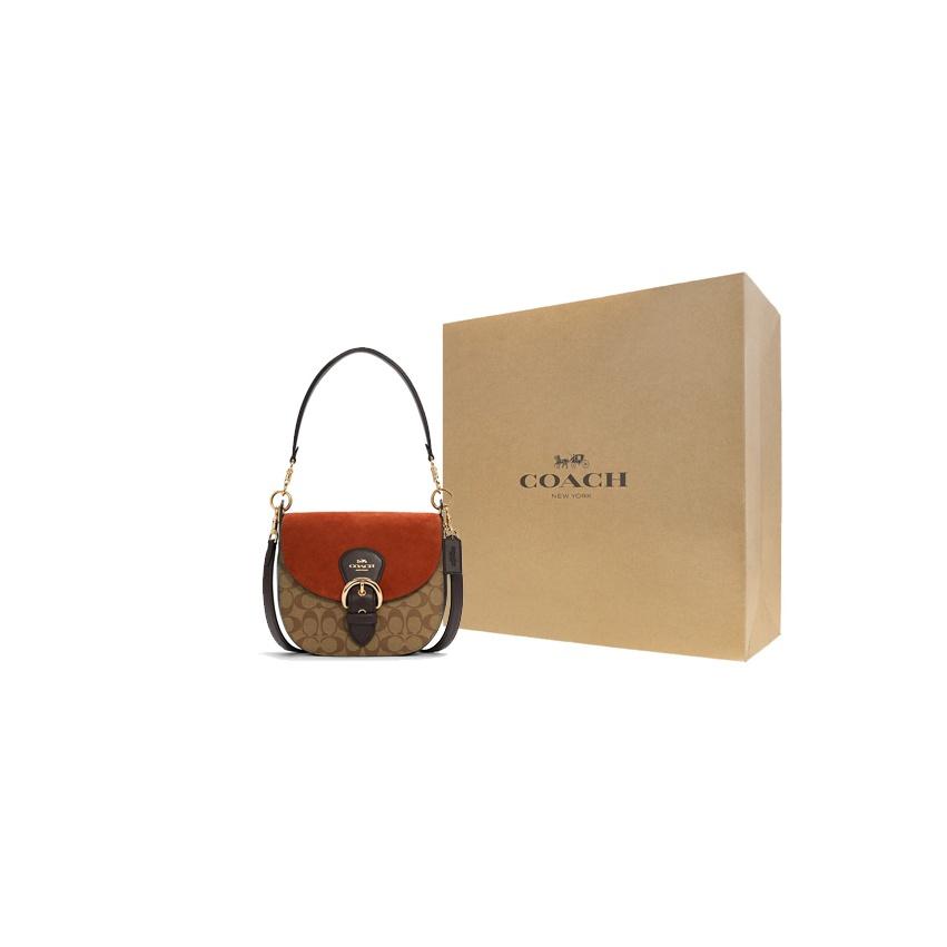 Coach Kleo 23 Classic Monogram Leather Pvc Saddle Bag Women Handbags Terracotta C5692-IME7V