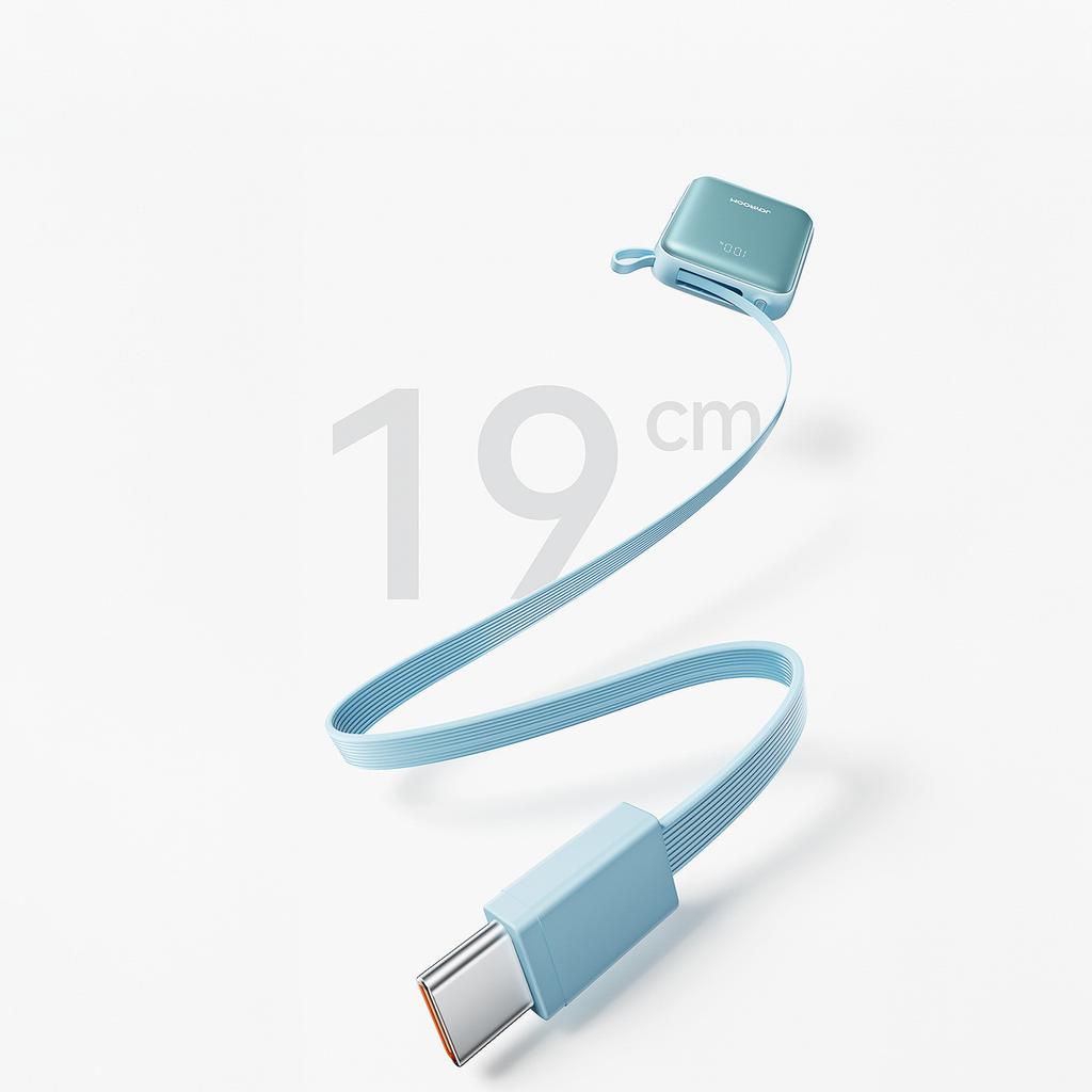Powerbank 10000mAh 22,5W mit eingebauten Kabeln - blau