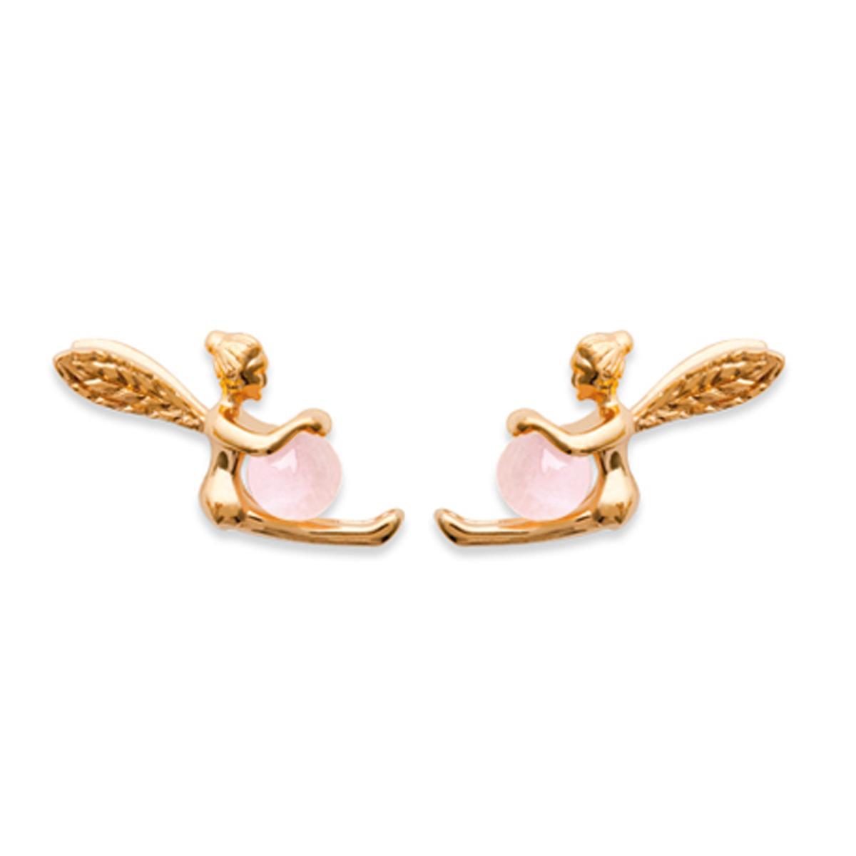 

Les Trésors De Lily [C9393] - Позолоченные серьги с розовым кварцем Tinker Bell - 10x15 мм