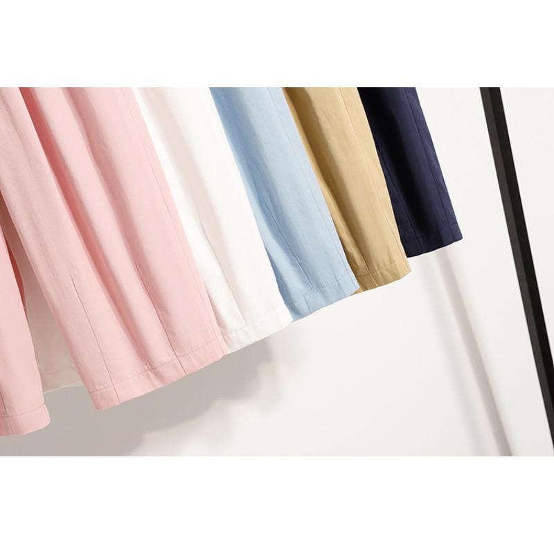 DIMANAF 2025 Summer Plus Size Long Pants Women Elastic Casual Harem Pants High Waist Pleated Loose Basic Wide Leg Pants