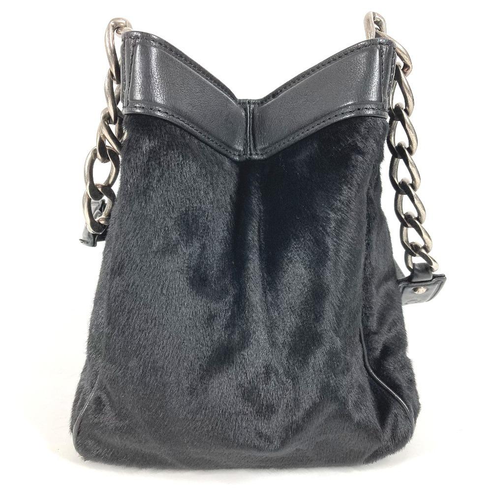CHANEL Shoulder Bag Hand Bag Tote Bag Pony-Hair / Leather Black