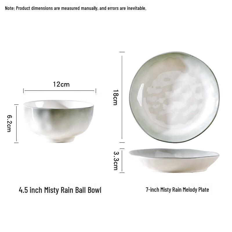

Misty Rain Underglaze 10-Piece Ceramic Rice Bowl Set