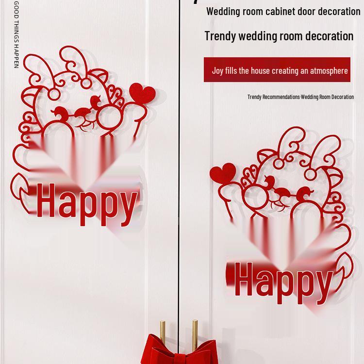 Double Happiness Wedding Decor Sticker: Cabinet, Window, Wardrobe