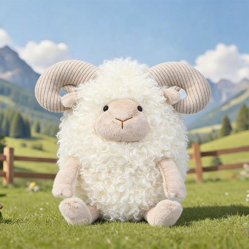 Curly Lamb Wool Plush Toy - Cartoon Sheep Comfort Doll & Home Ornament 30cm 0.21kg