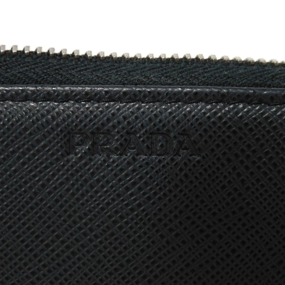 Used 11569 Saffiano Zip Around Wallet 2ML317 PN9 F0216 7940 Navy Zip Around Logo Embossed Baltic Unisex from Japan