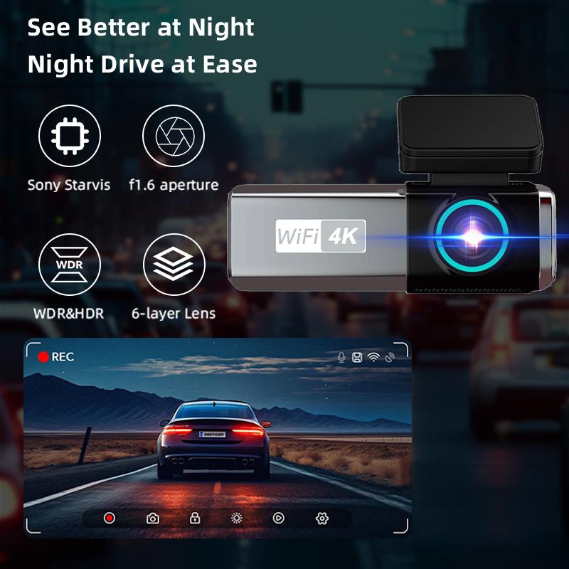 E-ACE Dash Cam 4K Black Box Mini Car Dvr 1080P Reverse Camera WIFI GPS Loop Recording 24H Parking Monitoring Video Recorder