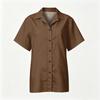Men's Casual Short Sleeve Shirt Cotton Linen Blend Button Down Collar Lightweight Summer Top Beachwear