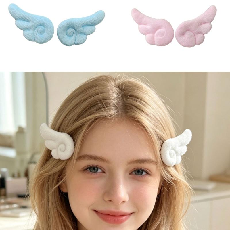 Soft Wing Hair Barrette Pair Set for Girls and Women, Decorative Hair Clip Accent for Photo Outfit and Everyday Styling