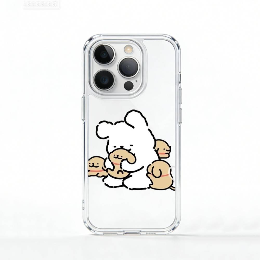 

L-Lovely Line Puppy Cartoon Cute Dog Phone Case For iPhone 17 16 15 14 13 12 11 Mini Pro Max Plus Transparent Cover iPhone17air