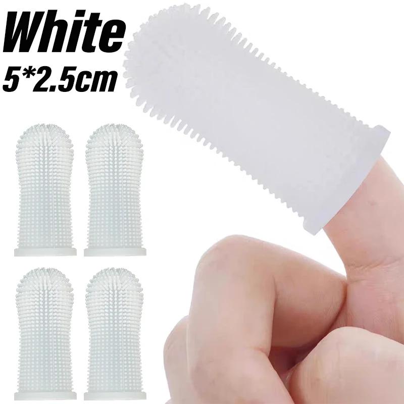 12/6pcs Clear Cover Silicone Finger Cots Pet Toothbrushes Puppy Oral Cleaning Small Brushes Cat Dog Care Accessories Products