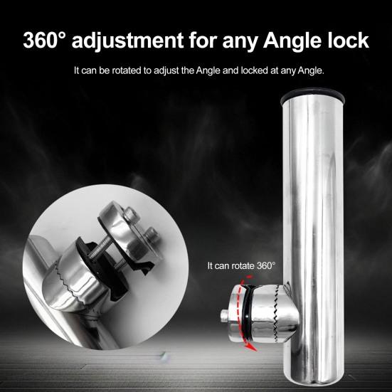 Edelstahl Angelrutenhalter mit Schraubenschlüssel Verstellbar Hochbelastbar Metall Angelruten Ständer Floß Boot Angelzubehör