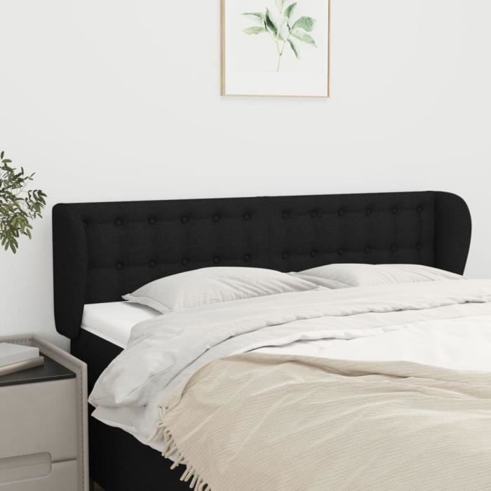 VidaXL Tête de lit avec oreilles Noir 147x23x78-88 cm Tissu3117578