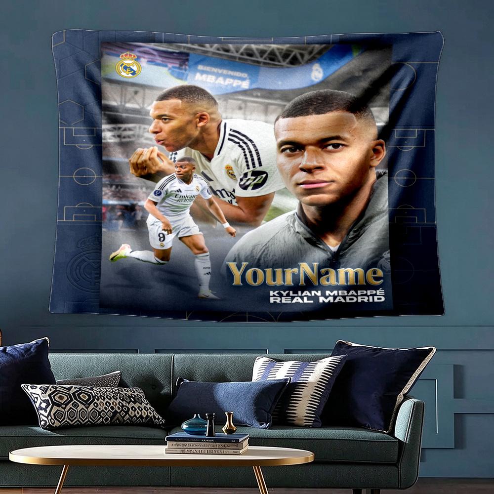 Mbappe Custom Your Name Wall Decor Tapestry Art For Pet Memorial Birthday Wedding Party Backdrop Family Gift