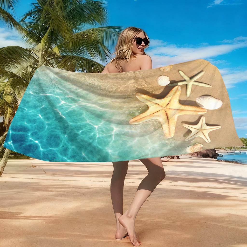 Ozean Elemente Strandtuch Schnelltrocknend Super Saugfähig Geeignet für Schwimmen Strandurlaub Pool Fitnessstudio Sommergeschenk für Freunde