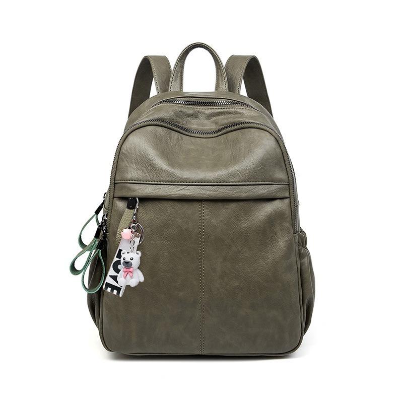 

Мягкий кожаный рюкзак большой емкости, женская сумка из коровьей кожи, городской простой маленький рюкзак зелёный