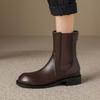 Krazing Pot Microfiber Autumn Winter Shoes Low Heels Size 43 Chelsea Boots Back Solid Color Preppy Style Ankle Boots