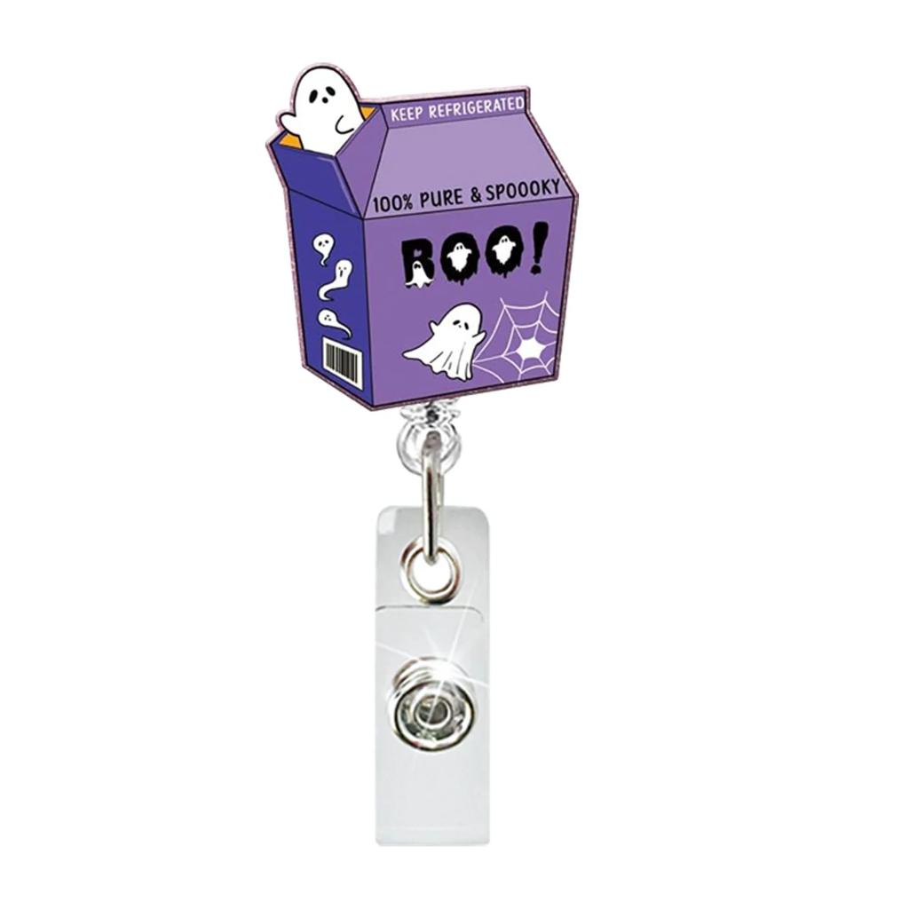 Halloween Badge Reel Bat Spider Web Ghost Pumpkin Retractable Id Badge Holder With 360 Rotating Alligator Clip Nurse Name Holder