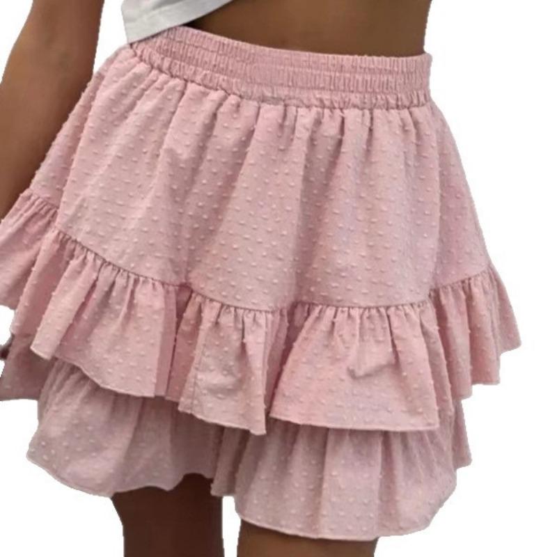 The New Spring and Summer Women's Wear Features A Solid Color High-waisted Lace Design A Sexy Cake Skirt and Skirt Pants