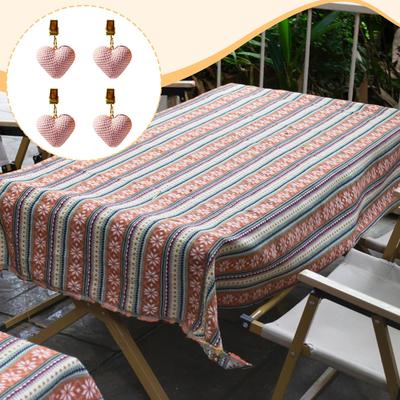 4 Clipes de Toalha de Mesa de Resina em Formato de Coração, Suportes Decorativos Antiderrapantes para Pátio, Festa,