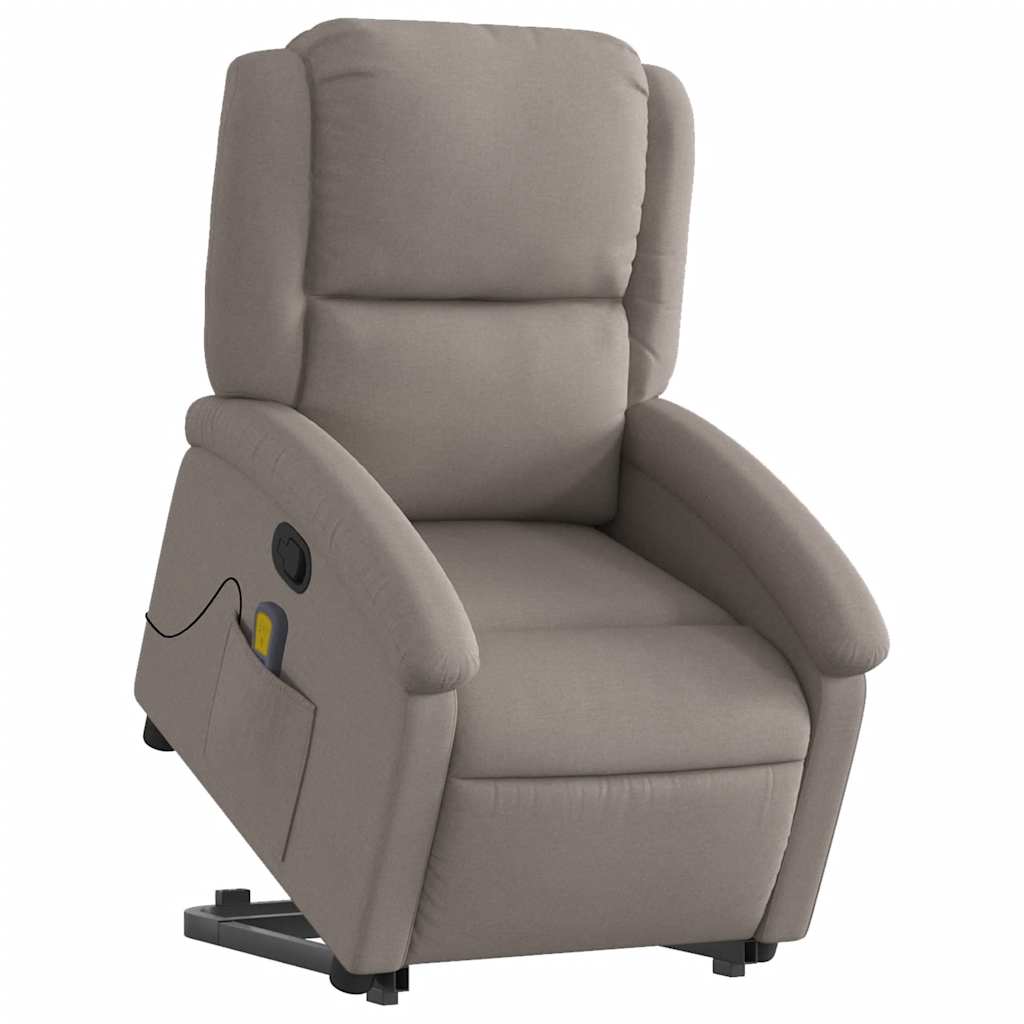 Massage Recliner with Rising Function Taupe Fabric