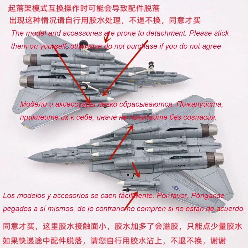 Model odlewany w skali 1/100 Sił Powietrznych USA F-14A F14A F14 VX-4 Samolot ze zmiennymi skrzydłami Model ze stopu Kolekcja Zabawka Prezent
