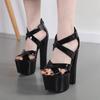 16CM Super High Heels Platform Women Sandals Fashion Black  Thick Bottom Wedges Female Sandals Sexy Peep Toe Rome Shoes