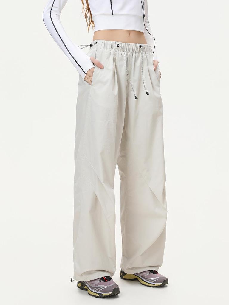 Jack Chuan Yang Women's Windproof Elastic Waist Tapered Hiking Pants - Spring/Autumn Casual Paratrooper Style