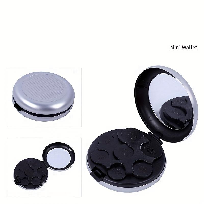 

1pc Euro Coin Box Storage Box with Mirror Travel Portable Aluminum Alloy Round Euro Coin Purse