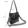 Niche Design Fashionable Black Crocodile Pattern Cowhide Bucket Bag Versatile Leather Shoulder Messenger Bag