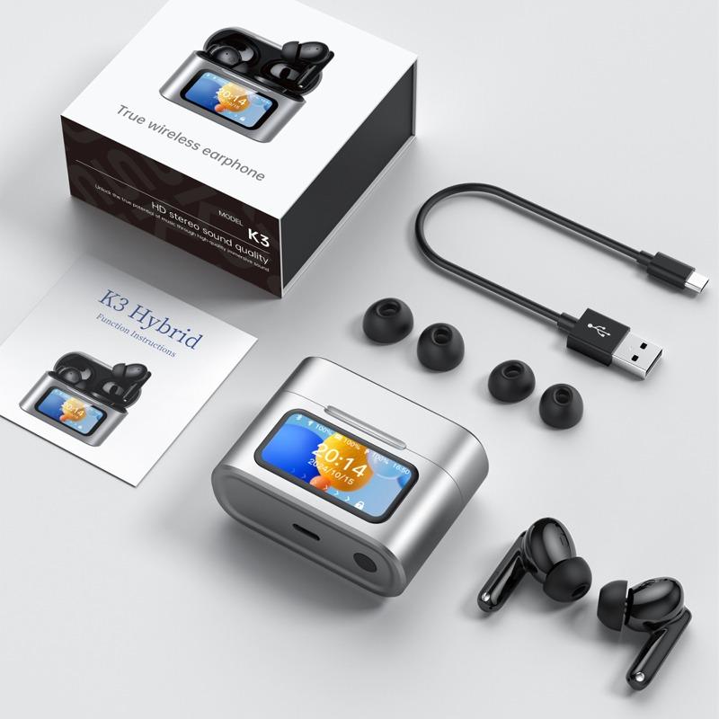 Touch screen private mold mark noise reduction wireless bluetooth headset NC in-ear e-sports low latency