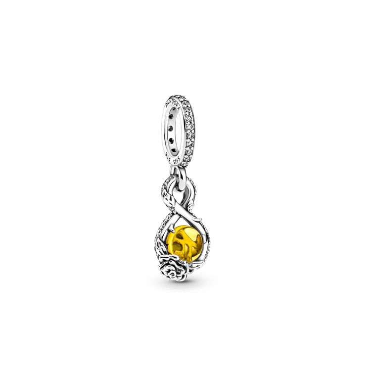 Pandora Disney Series Beauty And The Beast Eternal Symbol And Rose Pendant Women Jewelry Yellow 399525C01 Yellow,One Size
