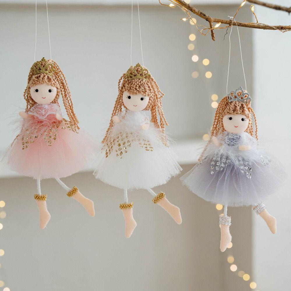 

Mesh Crown Angel Girl Pendant Cartoon Xmas Tree Pendant Angel Girl Ornaments Children Gifts