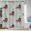 Modern Christmas Decor Shower Curtainred Robin Pattern Snowflake Print Waterproof Fabric Bathroom Decorations Hanging Rod 72X78I