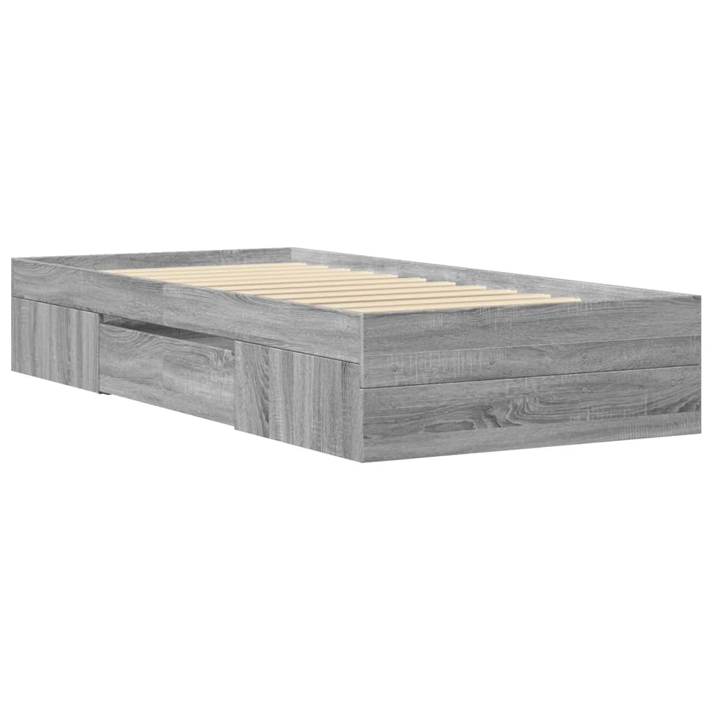 Bed Frame Gray Sonoma 75x190 cm Particleboard