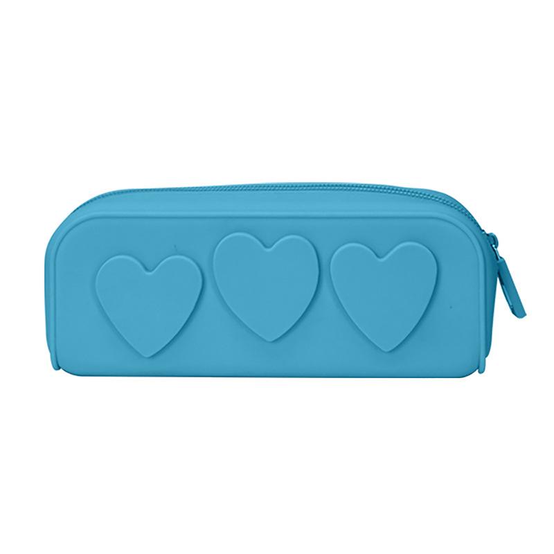 

Силиконовые сумки на молнии, многоразовые силиконовые сумки в форме сердца, косметичка, портативный чехол для кистей для макияжа для женщин темно-синий