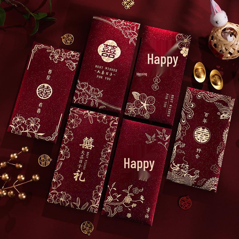 Roter Doppelglück Hochzeitsgeldumschlag für Frischvermählte