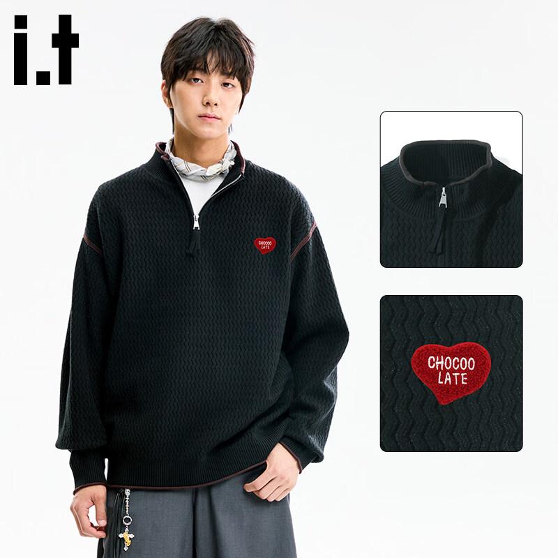 Men s :CHOCOOLATEit Half-Zip Semi-High Collar Pullover Sweater 3XL