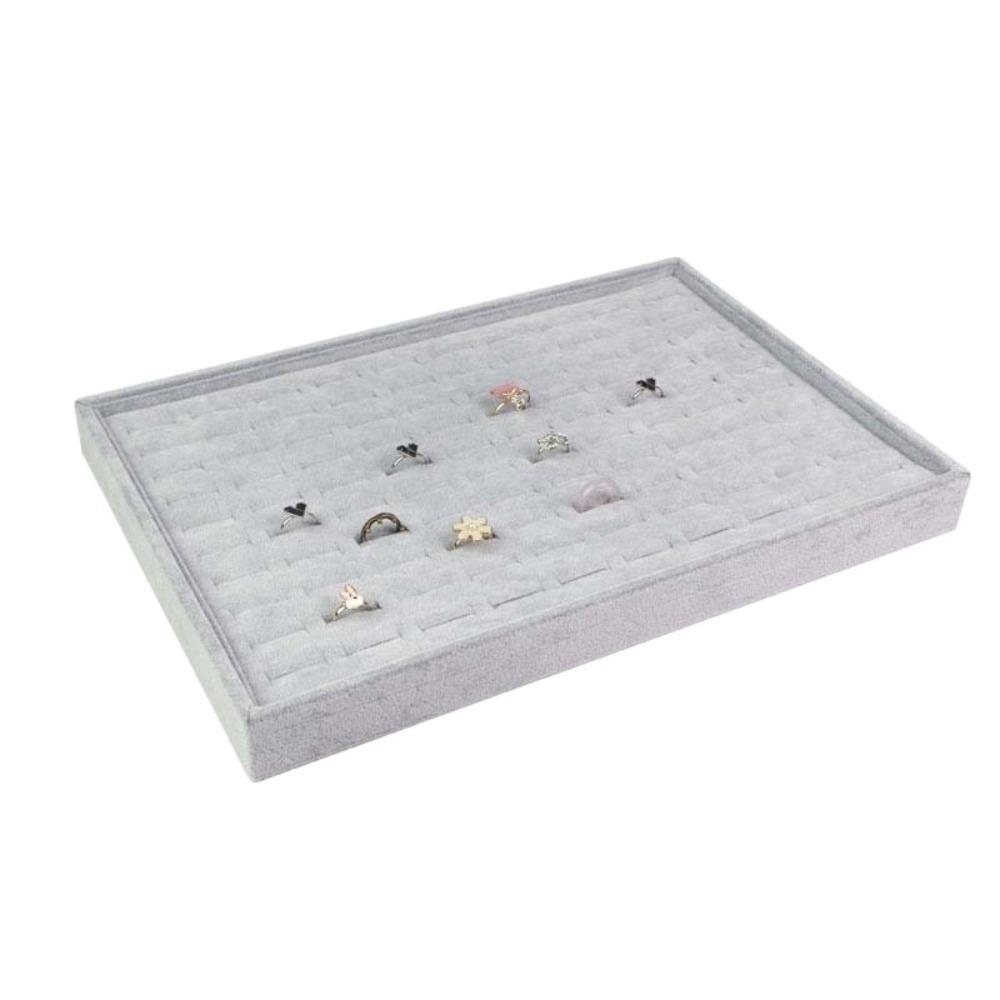 Large Capacity Velvet Jewelry Tray Wooden Rings Earrings Plate Jewelry Storage Box  Jewelry Seller